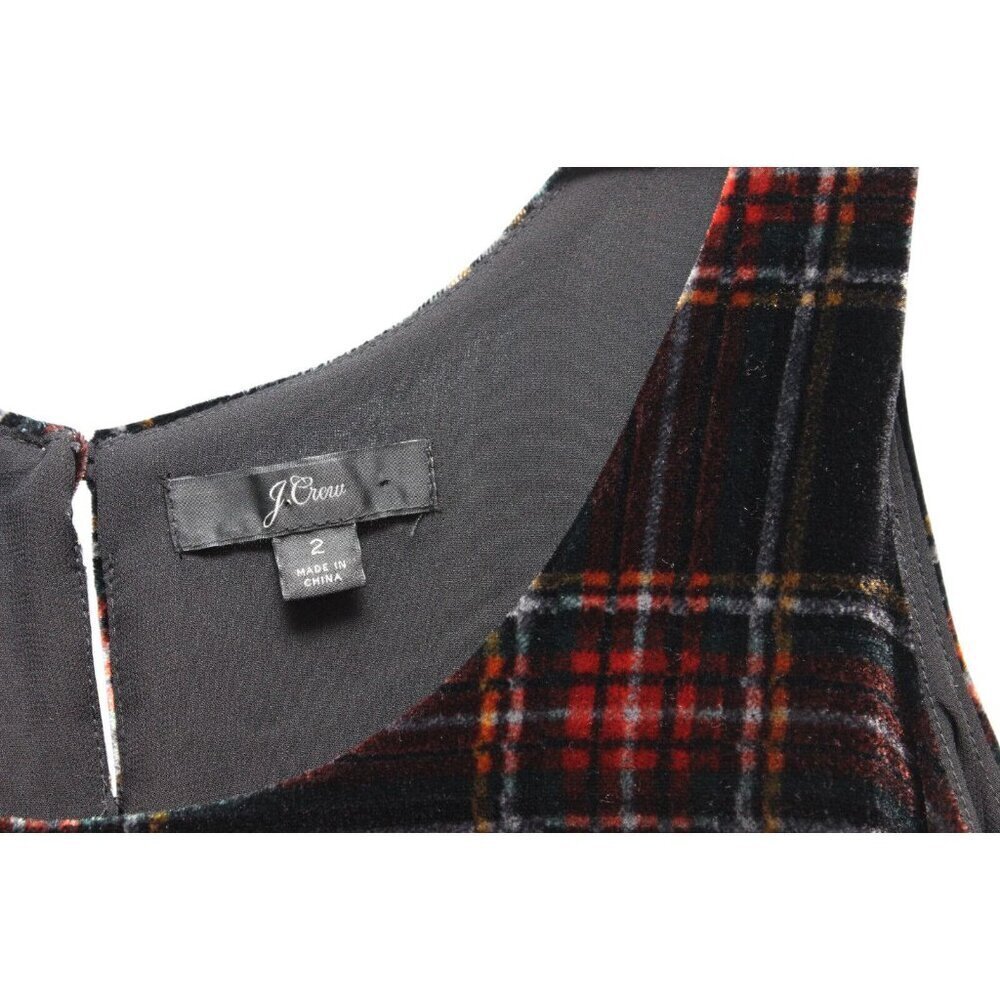 J Crew Sleeveless Blouse Size 2 Tank Top Plaid Velvet Dark Academia Preppy Lined - Picture 5 of 10